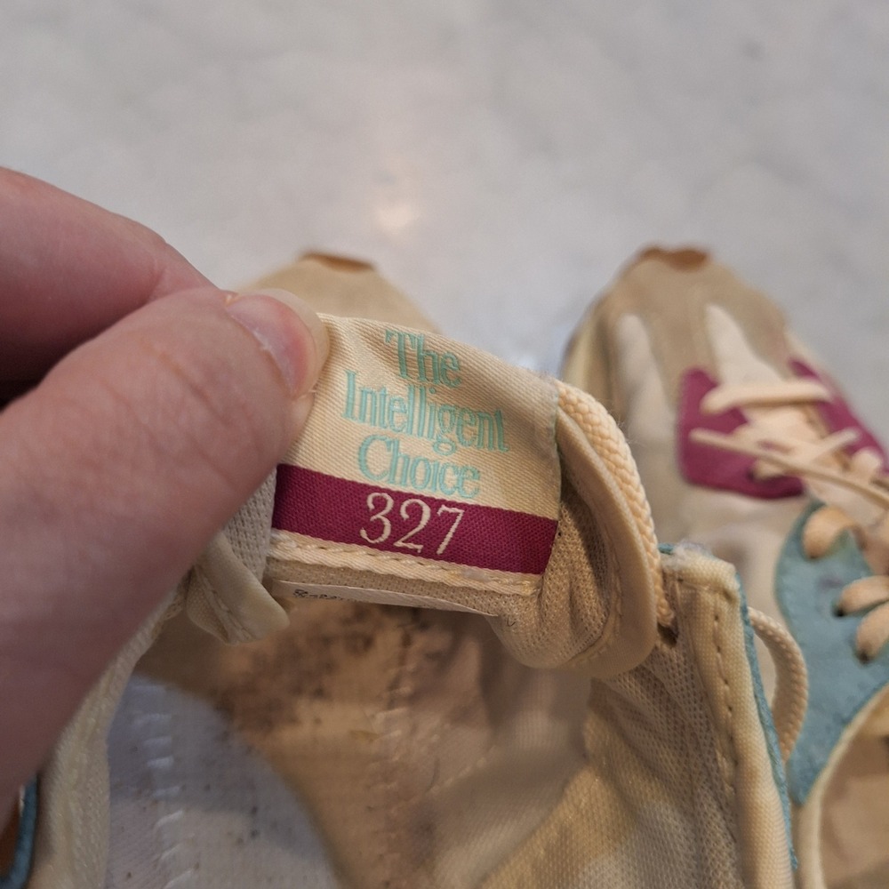 New Balance 327 Sneaker Sz 6 Cream Orange Teal WS327DC1 Running AS IS No insole - Picture 10 of 10